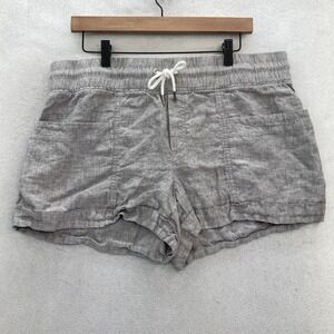 Athleta Cabo Linen 4" Short Women's‎ 14 Gray Lightweight Drawstring Preppy Beach